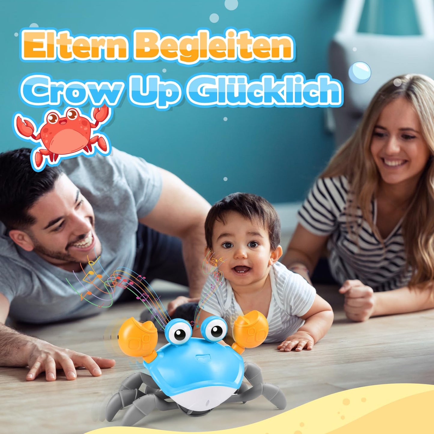 iKidiki Children's toys for 1 2 3 4 years old, Crab baby toy for 1-4 years old boys girls crawling toy baby gift boys girls birthday gift tummy time toys musical learning toys