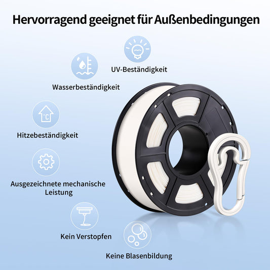 ANYCUBIC ASA Filament 1.75mm, 3D printer filament suitable for printing outdoor functional parts, weather and heat resistant. 1KG White