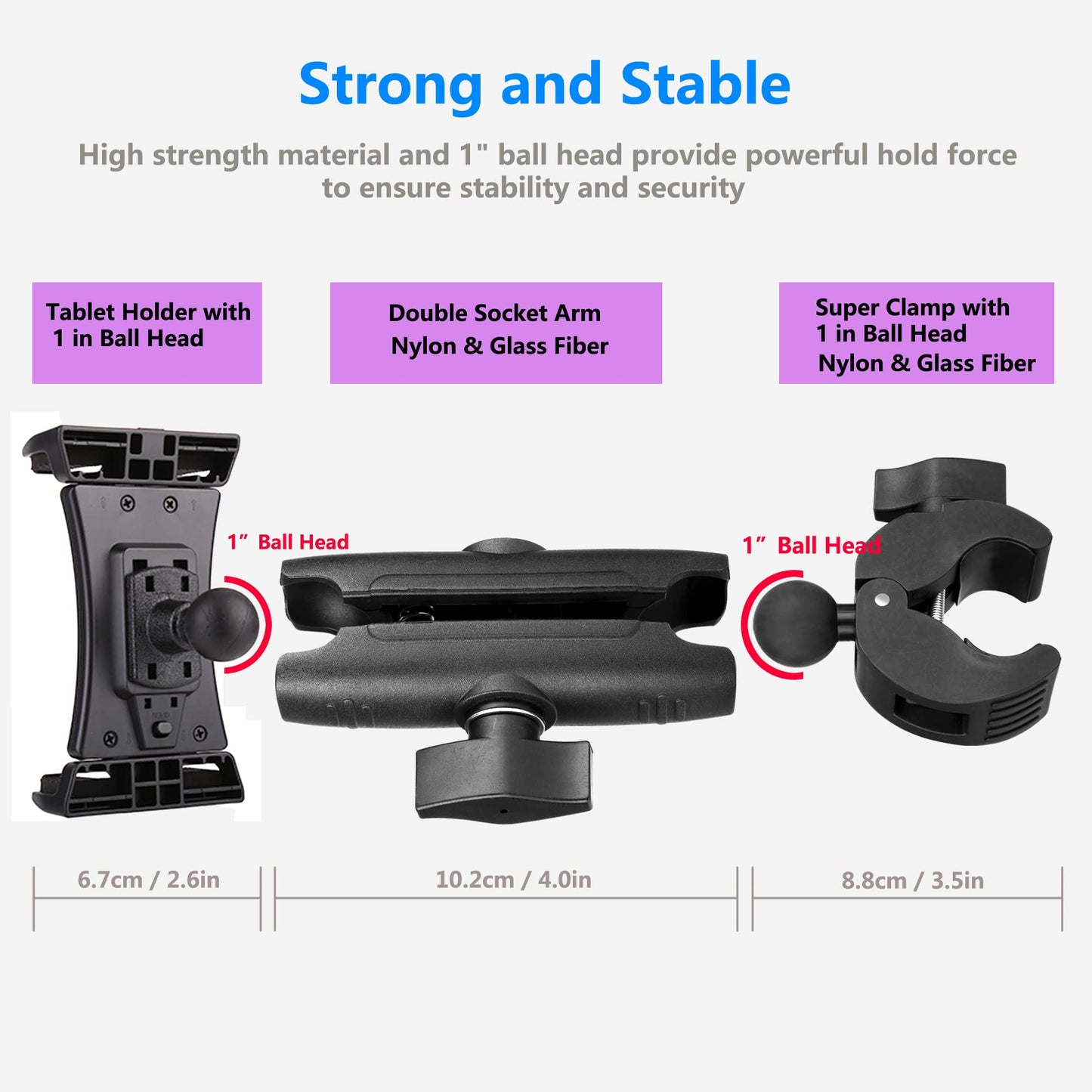 Treadmill tablet iPad holder, bike handlebar mount clamp for stationary bike, elliptical, spin bike, Peloton, stroller for 4-13 inch devices, iPad Pro 12.9, Air, Mini, Galaxy Tabs, iPhone