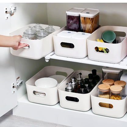 LYLIDIA 10 Piece Storage Box Plastic 30 cm Storage Basket Large White Basket Storage Plastic Box Baskets Plastic Box for Bathroom Kitchen Cabinet Shelf Organizer Boxes