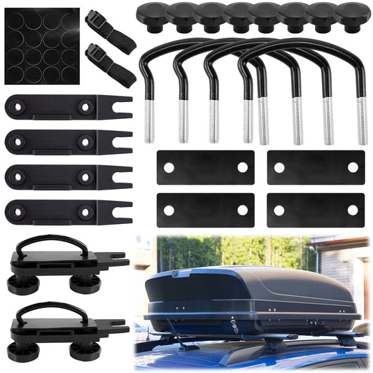 Abnaok 4 Piece Universal Roof Box Mounting U-Bolts, Roof Box Holder Mounting, Stainless Steel U-Bolt Installation Accessories