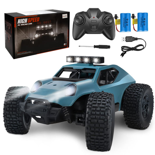 Kizeefun Remote Control Car, 2.4Ghz 1/20 RC SUV 20 km/h All Terrain, Electric Toy, Off-road with 2 BATTERIES 50min Playtime and LED Headlights, Gift for Kids