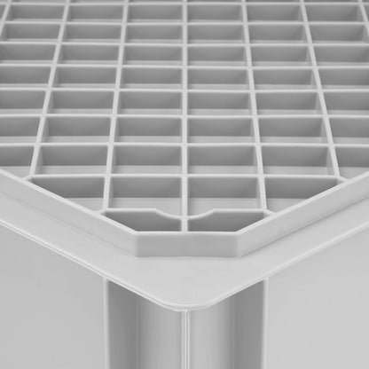 1a-TopStore Euro stacking box EB-628, 600x400x280 mm (LxWxH), reinforced ribbed bottom, grey similar to RAL7001, made of polypropylene, food-safe, 2 handles, approx. 54 liters volume.