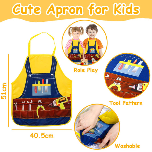 hifunti Tool Set Kids Workbench Montessori Toy from 2 Years Wooden Toolbox Gifts for 2 3 4 Year Old Boys Girls with Apron Learning Games Children's Toys from 3 4 Years (39 Pieces)