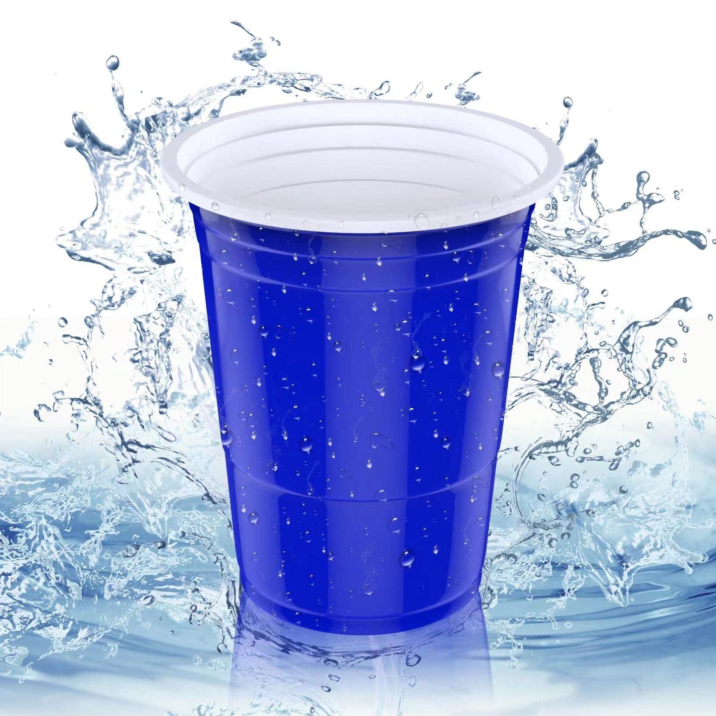 MOZOOSON 16 oz / 473ml cups, 100 pack, reusable plastic cups for camping, Christmas, birthdays, weddings, and parties.