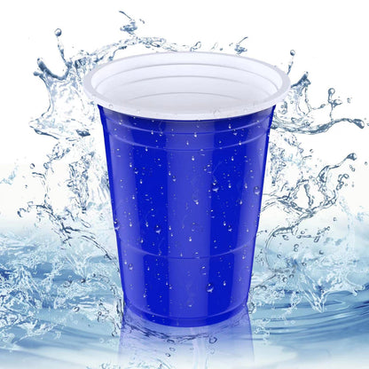 MOZOOSON 16 oz / 473ml cups, 100 pack, reusable plastic cups for camping, Christmas, birthdays, weddings, and parties.