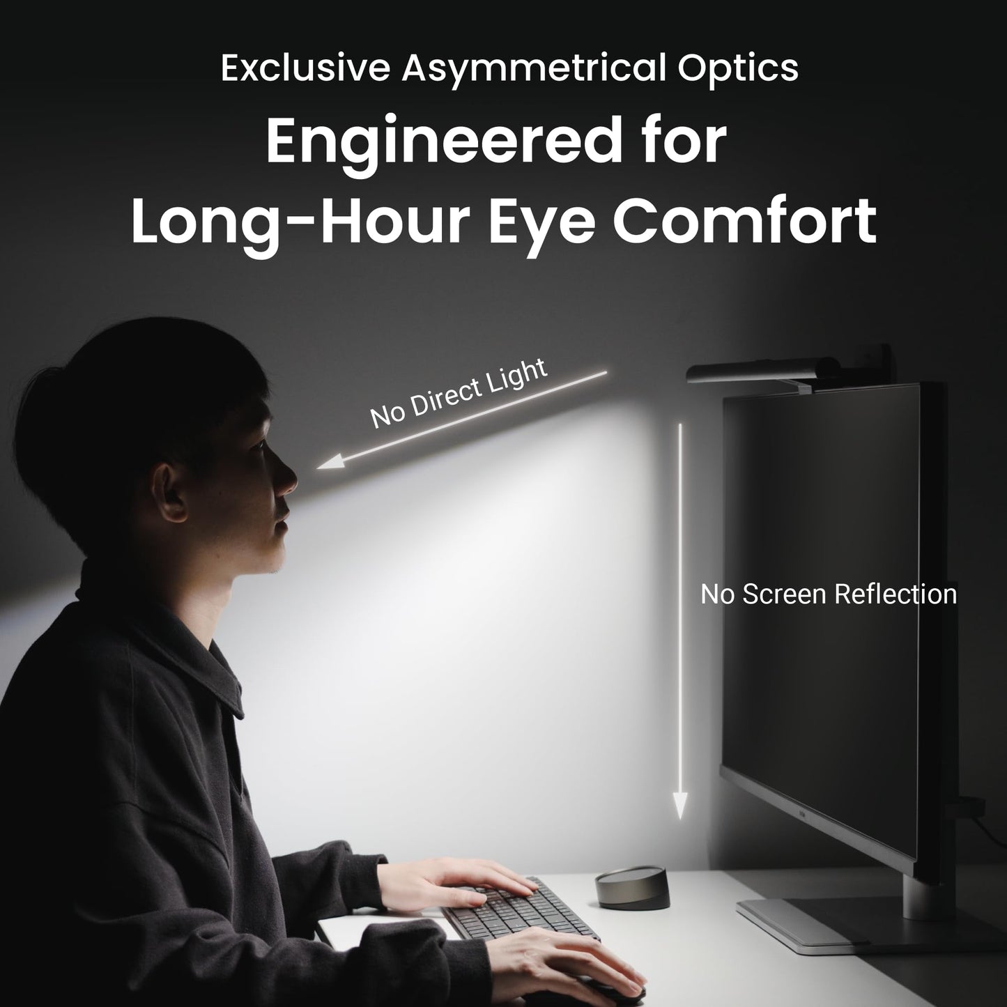 BenQ ScreenBar Halo 2 - LED monitor light with wireless controller, glare-free light, adjustable brightness and color temperature, eye-friendly, USB-powered.