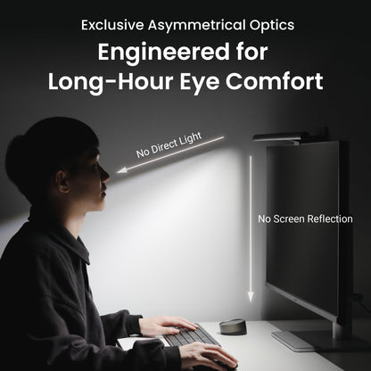 BenQ ScreenBar Halo 2 - LED monitor light with wireless controller, glare-free light, adjustable brightness and color temperature, eye-friendly, USB-powered.
