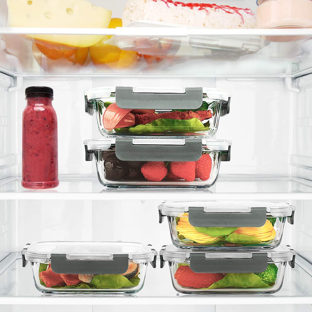 MCIRCO Glass Food Storage Containers Set, Meal Prep Glass Containers, 625ml, 10 Piece