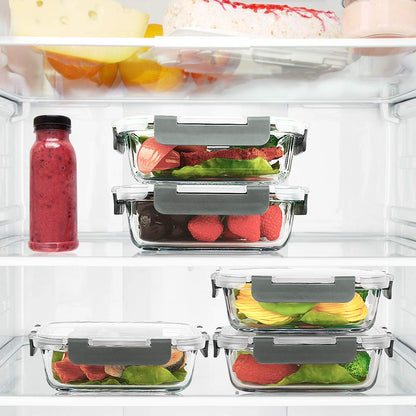 MCIRCO Glass Food Storage Containers Set, Meal Prep Glass Containers, 625ml, 10 Piece