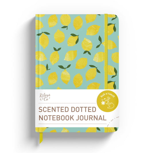 Riley's & Co. dotted notebook, 20.3 x 15.2 cm, hardcover, motivation journal, lemon yellow.