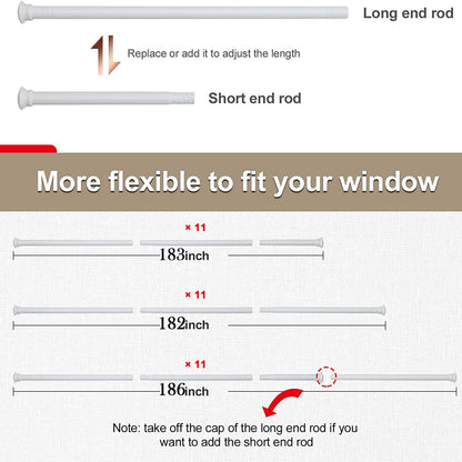 Curtain rod, 71-472 cm curtain rod with teacup lid brackets, stainless steel hardware set, 16 mm diameter curtain rod Adjustable decorative for bedroom/Matte white