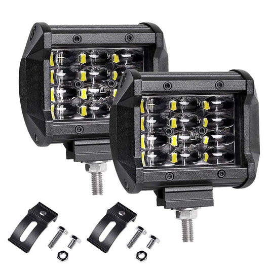 LTPAG auxiliary lights, 2 x 72W Cree LED work lights 4 inches 7200LM 6000K IP68 waterproof off-road floodlight four-row LED headlight work light fog light.