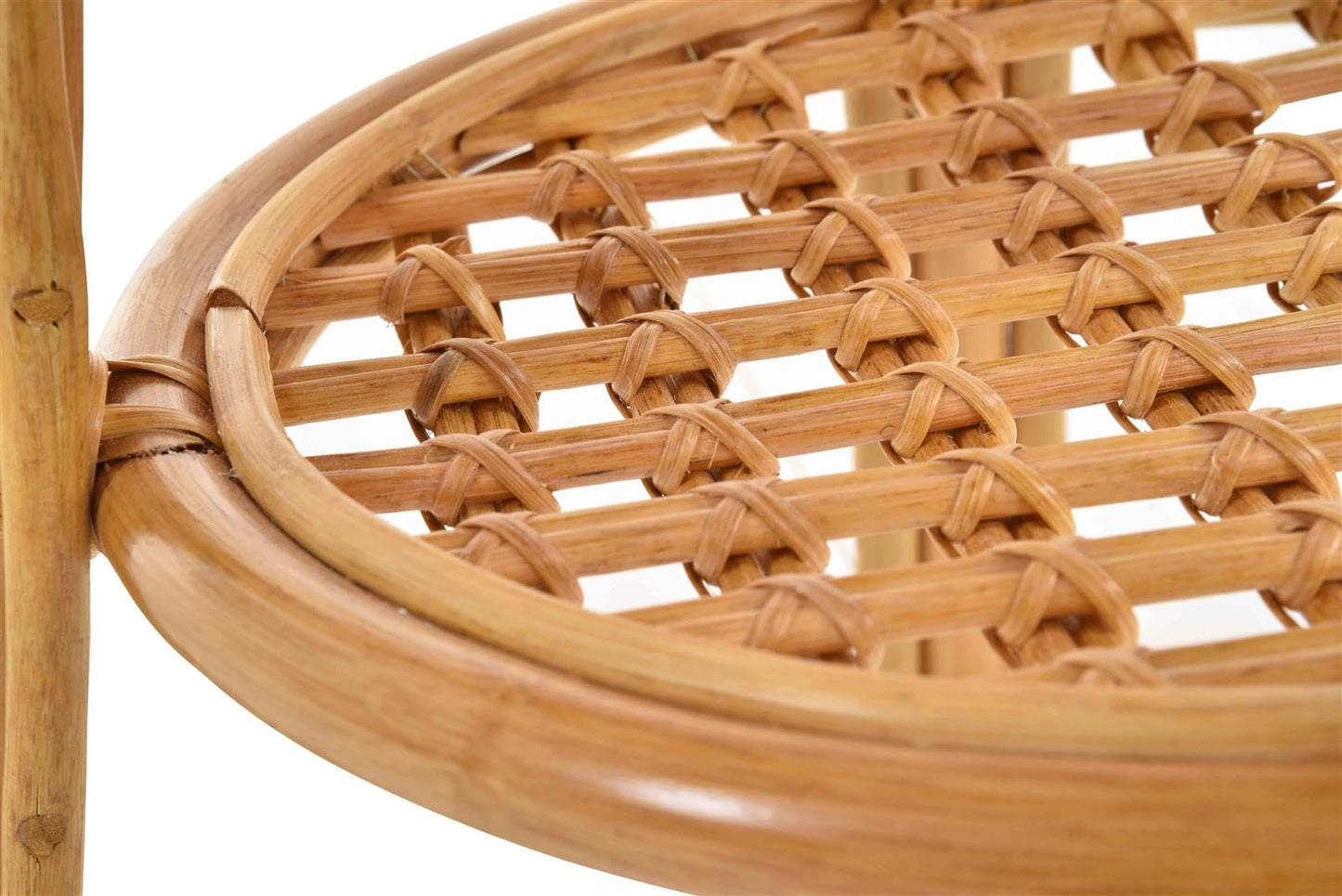 Basket-Outlet Rattan Table/Side Table Round/Coffee Table Rattan Table Shelf (Honey)
