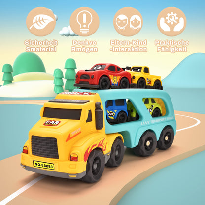 Doahurry 5-In-1 Car Carrier Toy, Cartoon Car Toy for 2-Year-Olds, With Light and Music Kid's Toy for 2-Year-Olds, Cars for 2-Year-Olds, Tractor Toy for 2-Year-Old Boys Girls Gift