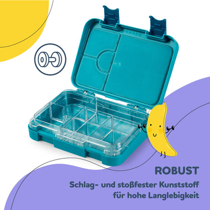 Chomp Chomp Junior lunch box for kids with compartments, colorful, divided & leak-proof, BPA-free lunchbox for daycare, bento box, safe snack box