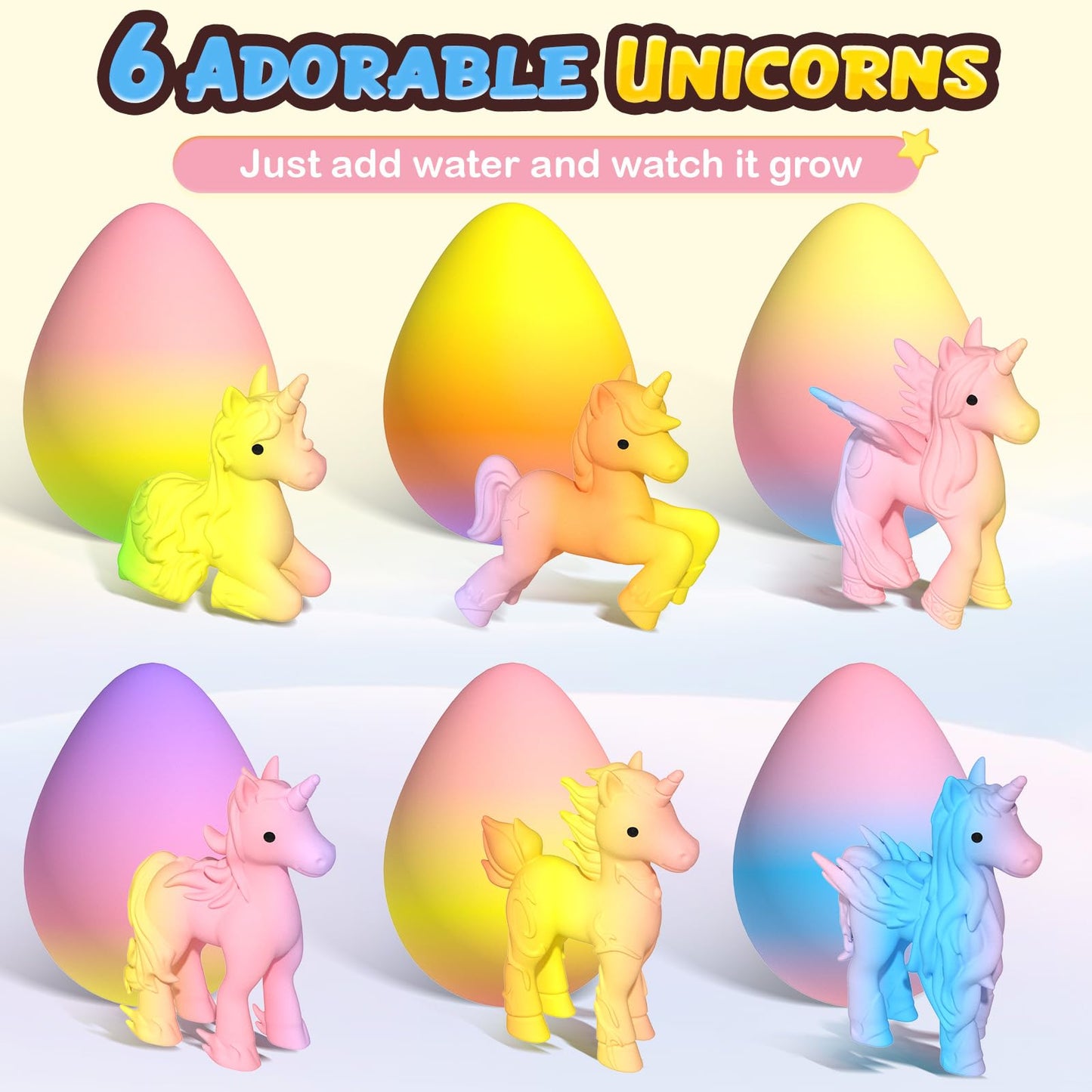Unicorn Hatches Rainbow Eggs for Kids - 6-Pack Unicorn Gifts for Girls & Boys, Birthday and Easter Gifts for Kids 3 and Up - Girl Gifts for 3 4 5 6 7 8 Years