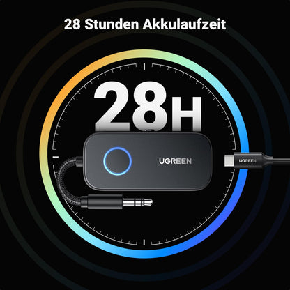 UGREEN Bluetooth 5.2 Transmitter Jack Adapter for Two Airpods 2 in 1 Receiver Compatible with TV, Stereo System, Airplane Audio Splitter for Headphones.