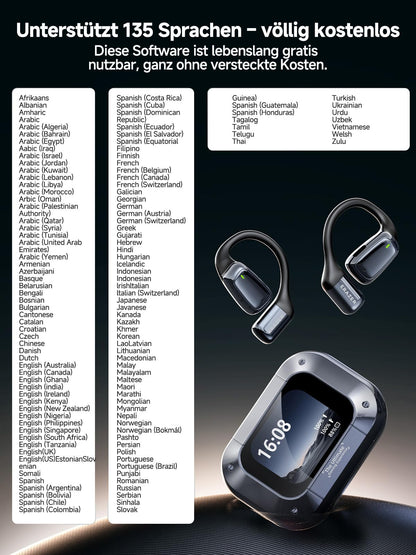 Relxhome AI translator headphones, 3-in-1 translation headphones 134 languages with app, 60H Bluetooth 5.4 Translator Earbuds, 5 translation modes real-time translator earbuds for learning, travel, business.
