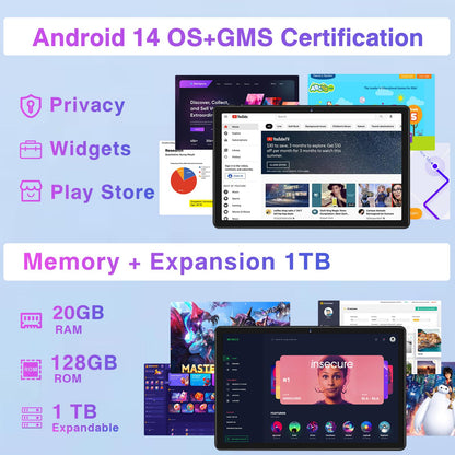 ZIOVO 2025 Latest 10-inch Android Tablet, 20GB RAM+128GB ROM (TF 1TB), 5G WiFi 6, Octa-Core, Widevine L1, 6000mAh, BT 5.0, GMS Certified Tablet with Eva Case - Pink