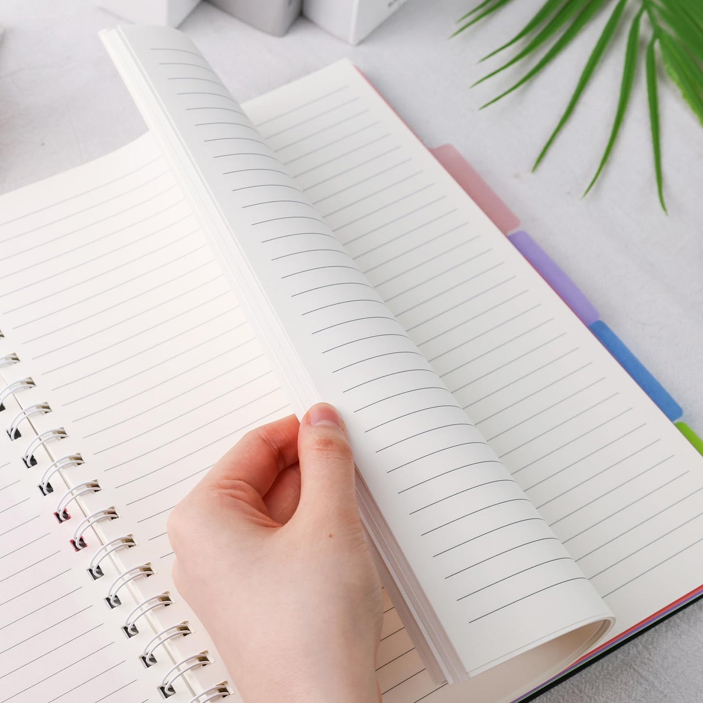 HAKACC Spiral Notebook, A4 Hardcover Spiral Pad 21 x 29.7 cm Notepad with Divider for Work School Writing Black