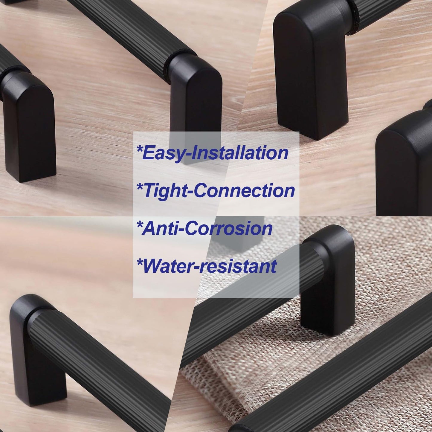 CILEYTION 10 piece handles for kitchen cabinets, 128mm hole spacing in matte black. Kitchen handles in black, furniture handles in black.