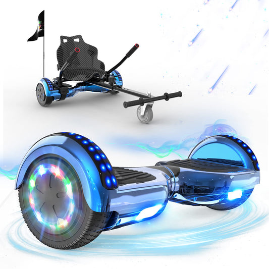 RCB Hoverboards with Seat Hoverkart complete for kids, Skateboard with set, Hoverboards with LED lights and Bluetooth, Gift for kids