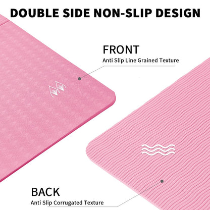 Good Night Folding Yoga Mat Non-slip Portable Fitness Mat Foldable Lightweight Gymnastics Mat Pilates Sport Travel Yoga Mat 183 x 61 x 0.6 cm (Pink)