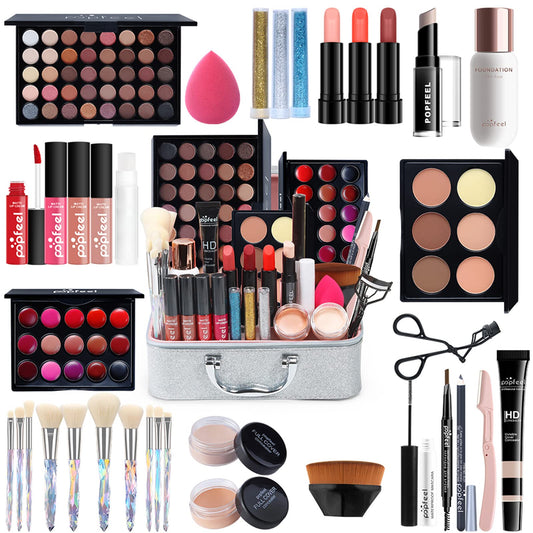 All in One Makeup Set, Makeup Sets, Makeup Kit for Women, Makeup Set Starter Kit Cosmetic Makeup Set with Eyeshadow Palette, Lipstick, Eyeliner, Mascara, Brushes For Women Girls