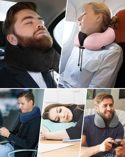 HOMIEE Travel Neck Pillow, Orthopedic Memory Foam Neck Pillow for Sleeping, Ergonomic Neck Support Pillow made with the Best Memory Foam for optimal comfort.