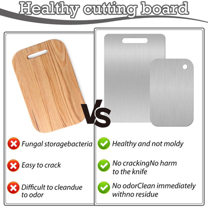WYFDCZZP Titanium Chopping Board, 2 Stainless Steel Chopping Boards, Baking Board, Kitchen Board made from Titanium Stainless Steel for cutting in the kitchen.