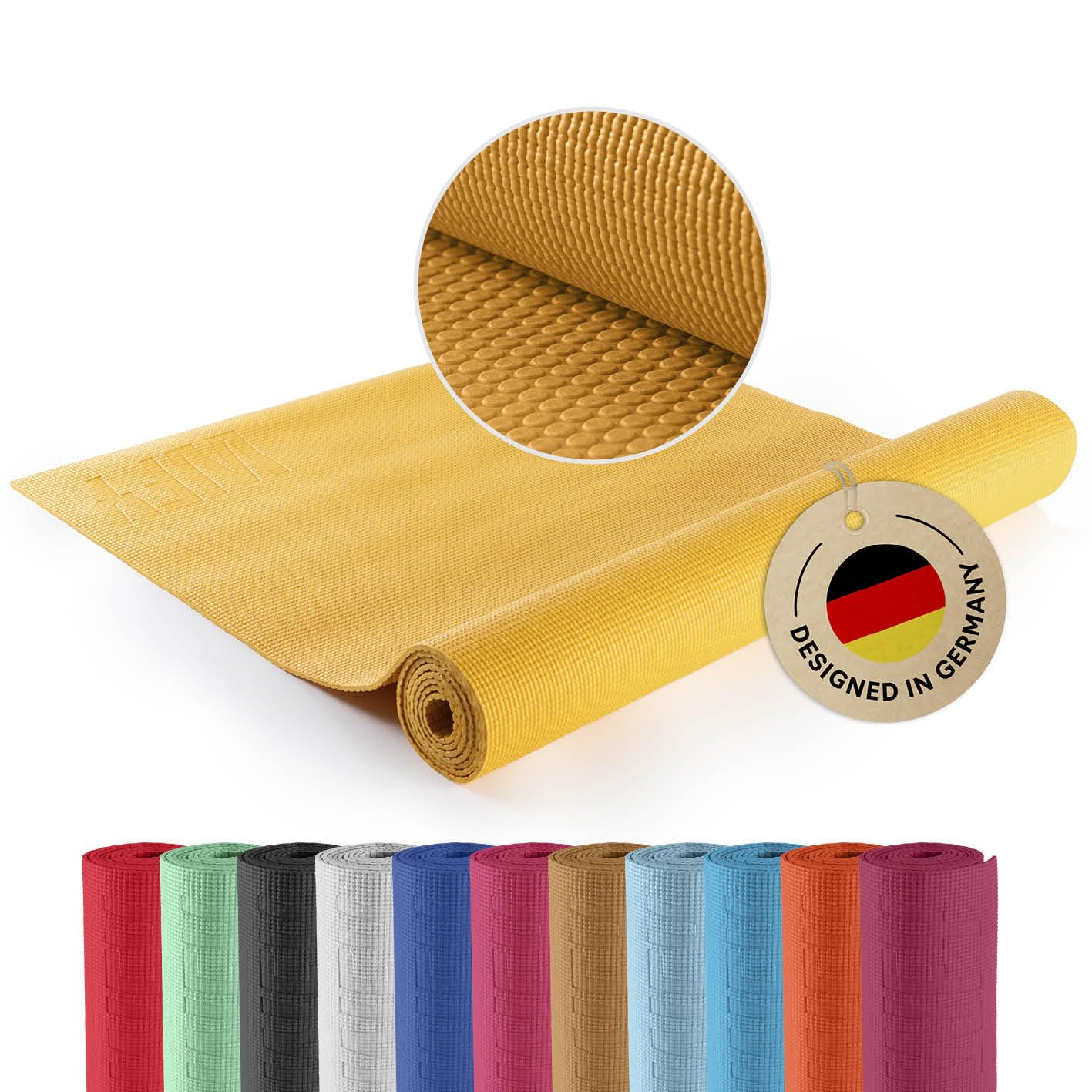 DoYourYoga Fitness Mat Yoga Mat "Kirana" made of ECO-PVC - 183 x 61 x 0.4 cm - non-slip & durable - Exercise Mat Yoga Mat Pilates Workout - Curry