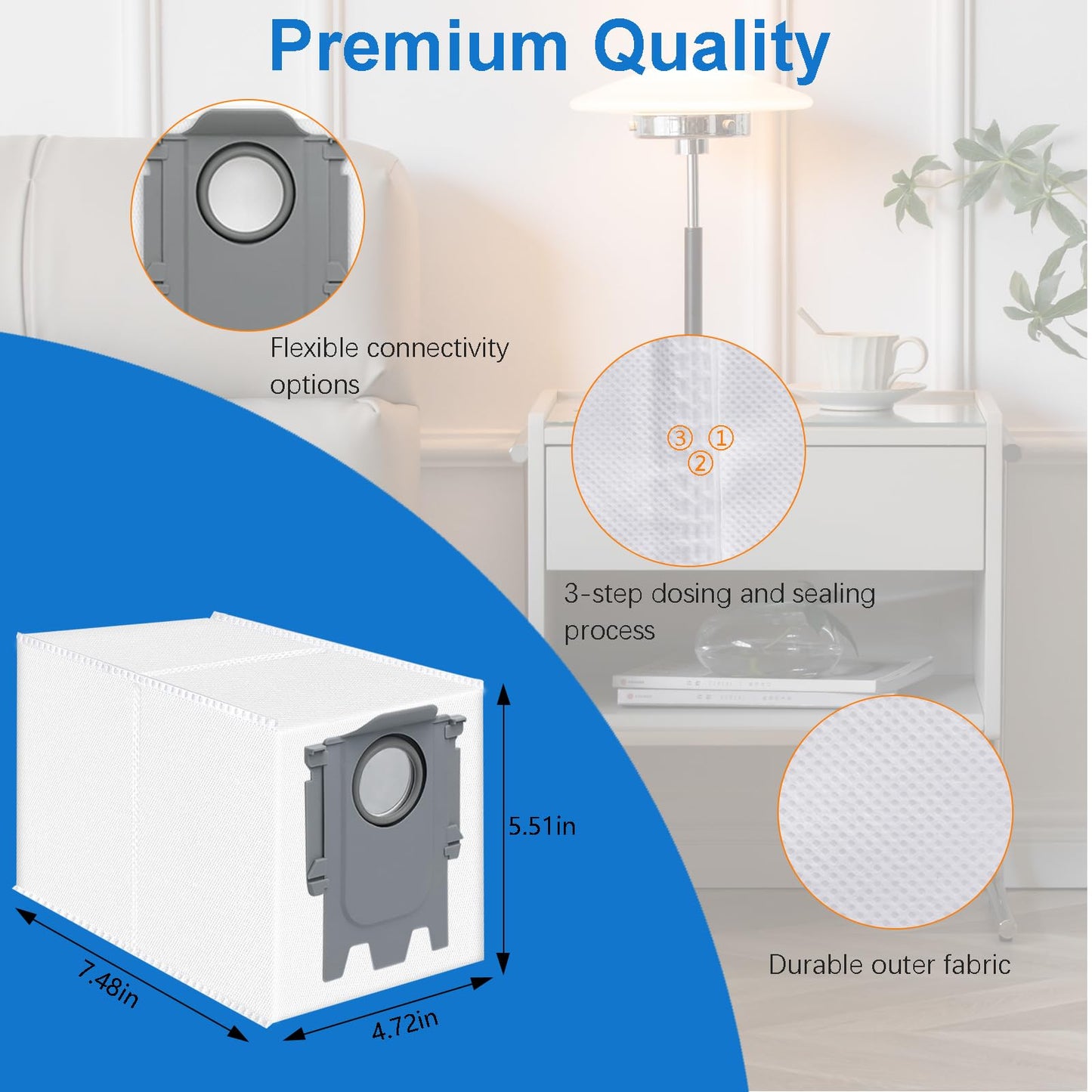 Replacement vacuum bags for Roborock Saros 10/10R/Qrevo/Q RevoS/Qrevo Pro/Plus/MaxV/Master/Curv/Edge/S8 MaxV/S8 Max Ultra robot vacuum, 2.7L disposable bags with large capacity, 14 pieces.