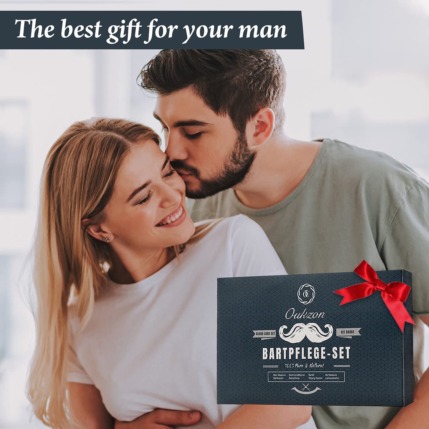 Beard grooming set for men, Oukzon 10 in 1 Premium Beard Gifts for Men - 60ML Beard Shampoo, 60ML Beard Conditioner, Beard Oil, Beard Balm, Beard Comb, Beard Brush, Beard Scissors, Beard Stencils, Travel Bag.