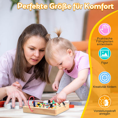 Nauotk Busy Board Montessori Toy for 2-year-old Babies, Motor Skills Toy with 19 LED lights, Wooden Sensory Toy, Educational Toy for Toddlers, Gift for Boys and Girls aged 2, 3, 4 years.