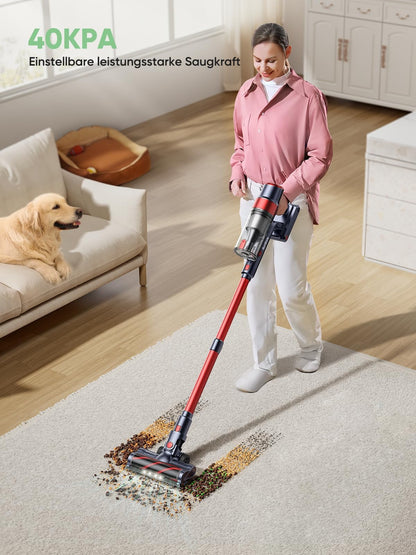 SunSare Cordless Vacuum Cleaner 450W/40000Pa, cordless vacuum with LED display Lightweight Anti-winding, powerful cordless vacuum for floors/carpets/pet hair