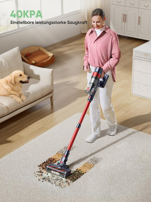 SunSare Cordless Vacuum Cleaner 450W/40000Pa, cordless vacuum with LED display Lightweight Anti-winding, powerful cordless vacuum for floors/carpets/pet hair