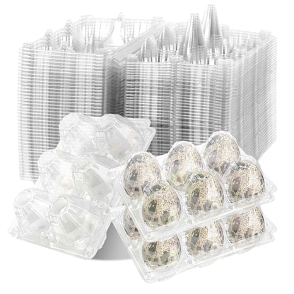 APACALI 100pcs Quail Egg Cartons, Quail Egg Cartons 6 Grids, Plastic Quail Egg Cartons with Lid, Transparent Quail Egg Cartons
