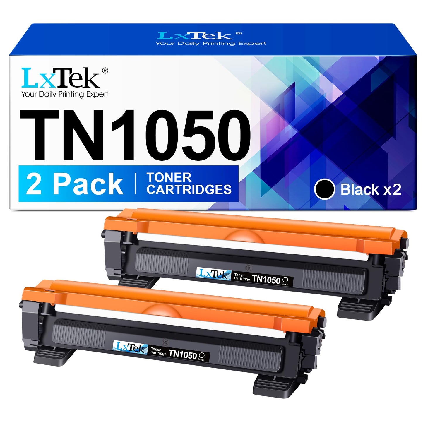 LxTek TN1050 compatible toner cartridge for Brother TN-1050 TN1050 for Brother DCP-1510 DCP-1610W DCP-1612W DCP-1512 MFC-1910W MFC-1810 HL-1110 HL-1212W HL-1210W HL-1112 (Black, 2-pack)
