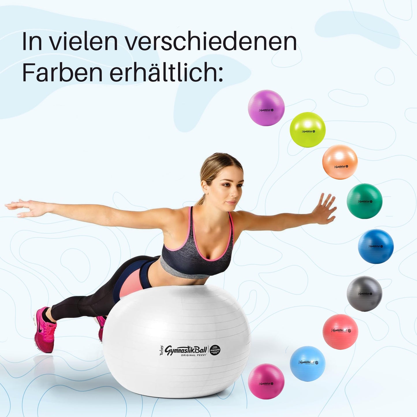 PEZZI MAXAFE Exercise Ball Pezzi Ball Therapy Ball 75 cm Fitness Ball Ruby