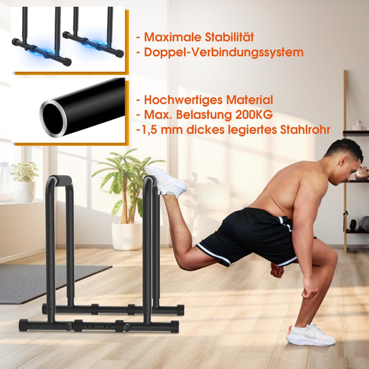 DH FitLife Dip Bars | Dip Station | Home Gym Workout Equipment | Parallettes Calisthenics Training Gear | Strength Training Bars adjustable from 80-100 cm