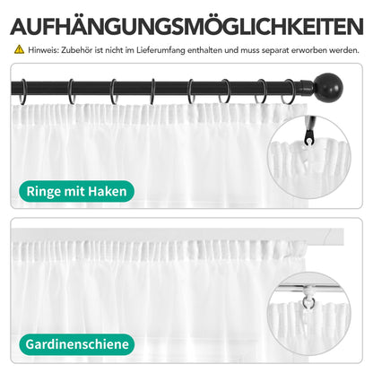 Deconovo sheer curtains with pencil pleat for curtain track in living room bedroom, 229x140 cm (HxW), white, set of 2