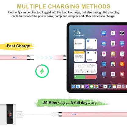 Pencil 1st Gen 4-20 Min Fast Charge (USB-C), Magnetic Stylus for iPad with Palm Rejection & Tilt Sensitivity, 2024 Pencil Stylus Pen for iPad 6-10, Air 3-5, Mini 5-6, Pro 11/12"