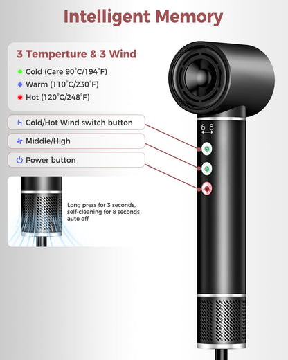 Air Styler 5 in 1, hair styler with 110,000 RPM hair dryer, 20m/s airflow, blow-dry brush, 320 million Ionic Hair Styler Set, auto curling iron, straightening brush, 340g lightweight, quiet, fast-drying.