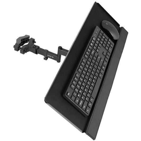 VIVO Universal Keyboard and Mouse Tray with Pole Mount, 66cm, 360-degree rotation, neutral typing position, black, Mount-POLEKB