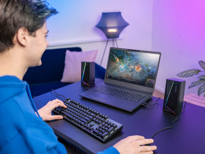 Trust Gaming Speaker for PC GXT 609 Zoxa - Computer Speakers, Speaker set with 6 Different RGB Lighting Modes, Powered by USB, 12W, PC/Laptop, Black
