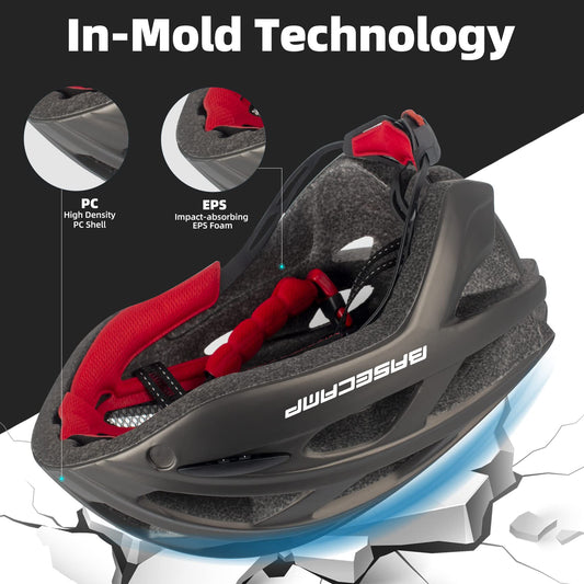 Shinmax bike helmet for men and women with visor, detachable magnetic goggles, and integrated light. Adjustable MTB helmet for adults in size M (54-58cm). Color: Titanium.