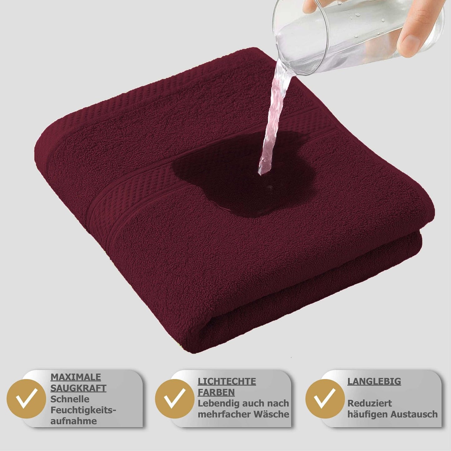 Class Home Collection Terry Guest Towels 30x50 cm - Set of 10 Guest Towels - Especially soft & absorbent guest towels made of 100% cotton with hanging loop - Bordeaux