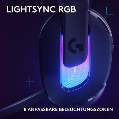 Logitech G G522 LIGHTSPEED wireless gaming headset, LIGHTSYNC RGB, microphone and advanced synchronized audio, Tri-connectivity with LIGHTSPEED, Bluetooth, USB-A to USB-C for PC - Black