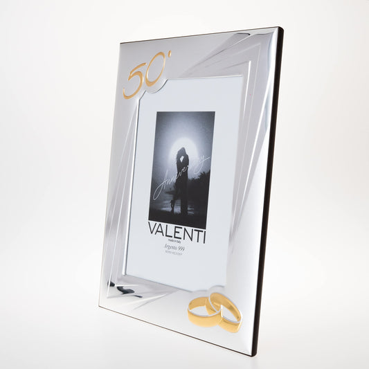 Valenti&Co silver picture frame, 18 x 24 cm. Perfect as a gift for the golden wedding anniversary - 50 years of marriage or for the 50th parent, grandparents, or mom and dad.